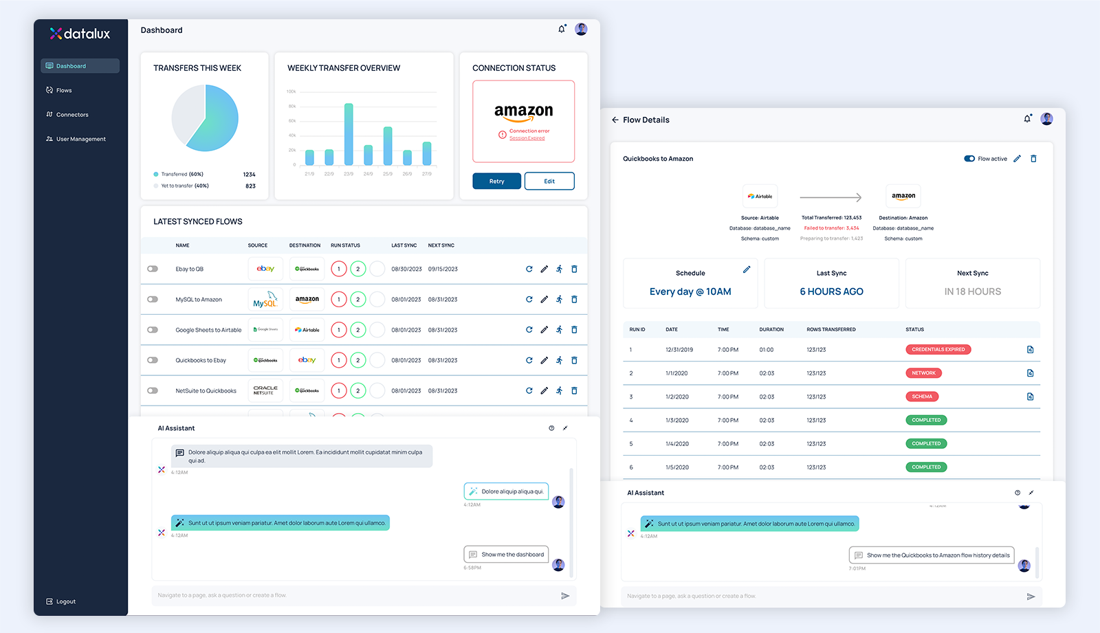 Tube data integration interface built by DataLux